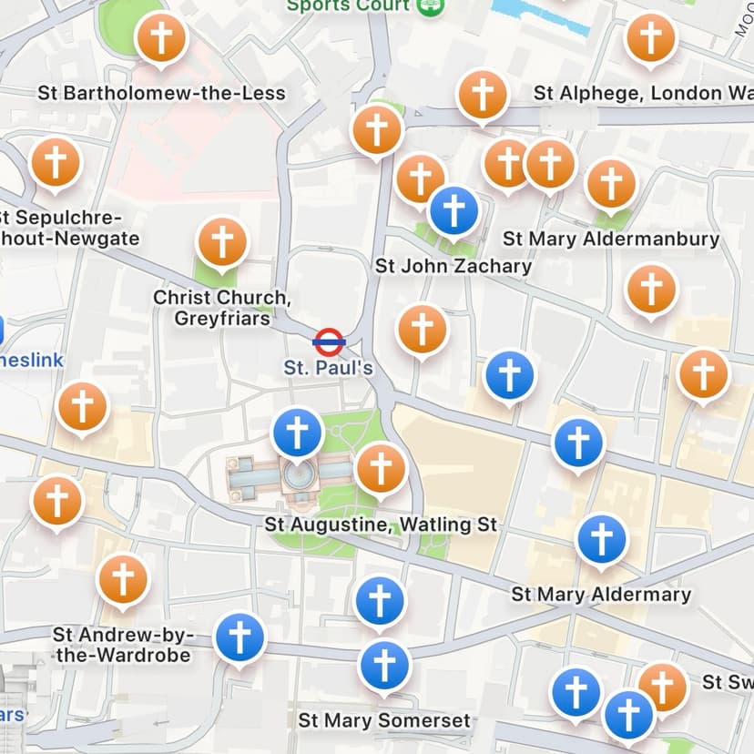 Screenshot of London Churches Map project